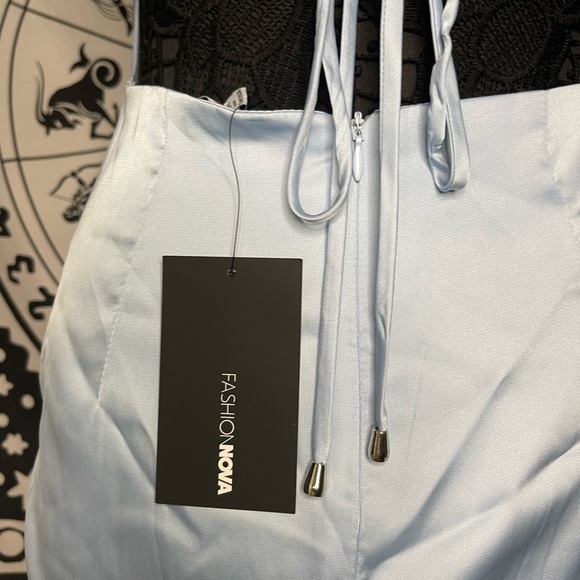 (BNWT) Fashion Nova Blue Satin Mini Dress - Picture 3 of 7